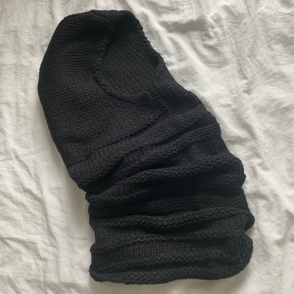 Vintage black hood accordion tube scarf balaclava